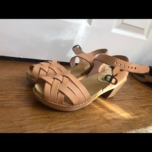 Nude Swedish clog heeled sandals